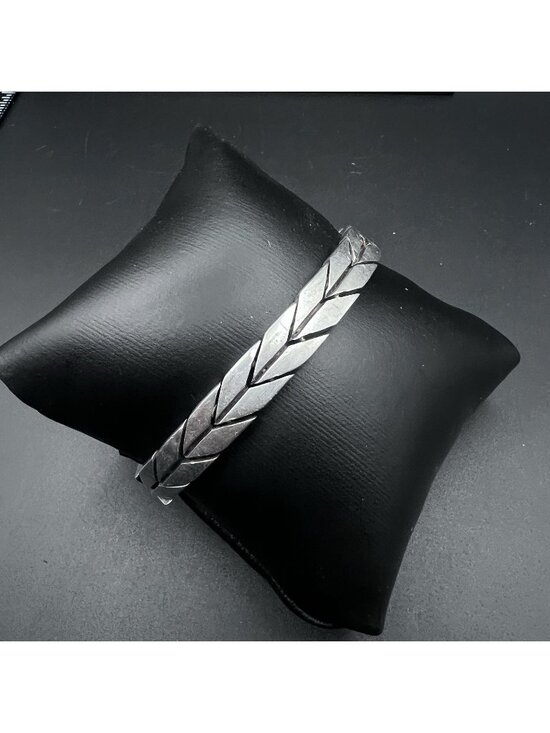 Estate Vintage Jewelry - Vintage Mexico Sterling Silver Chevron Link Bracelet 45g 7.5"